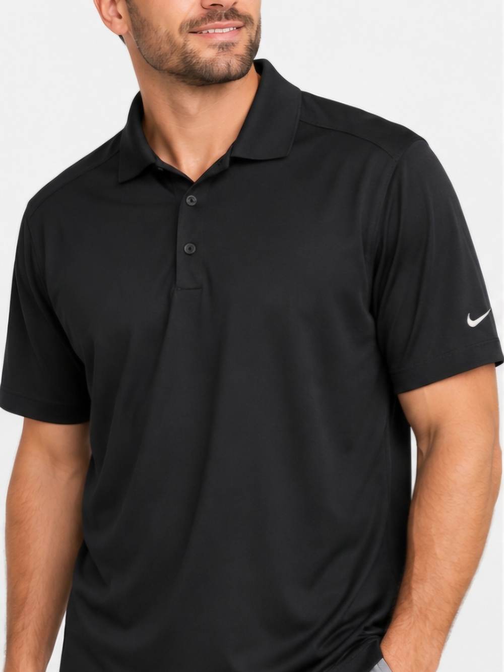 Nike Black Short-Sleeve Polo with Subtle Swoosh